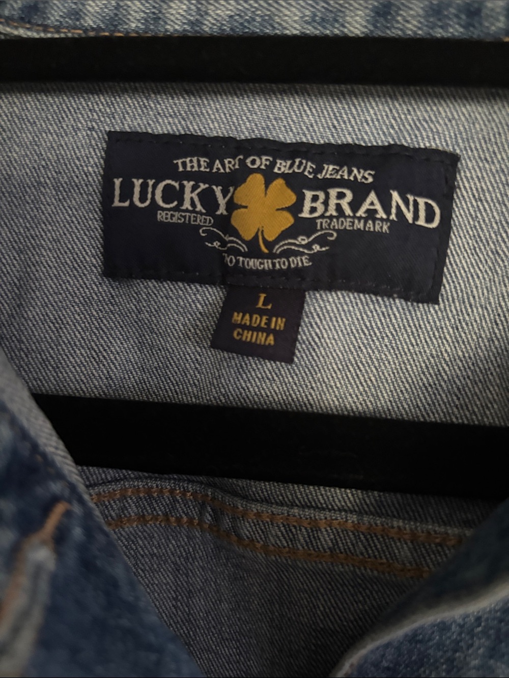 Lucky Brand Light-Medium Blue Wash Denim Jean Jacket Large - Picture 3 of 5